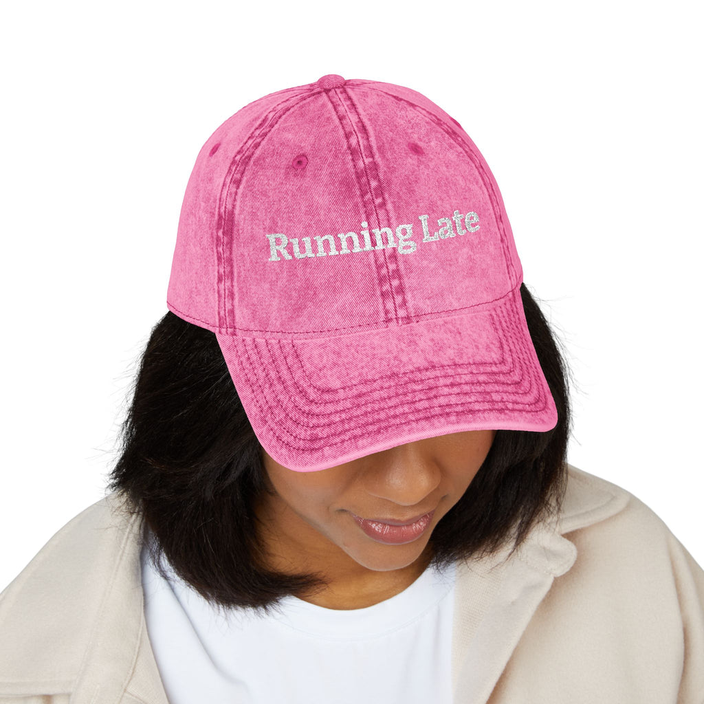 Running Late embroidered cap | Vintage washed baseball hat