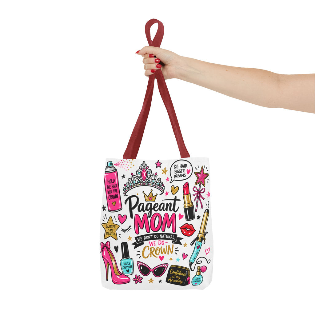 Pageant Mom Tote Bag | Crown, Tiara, Makeup Doodle All-Over Print