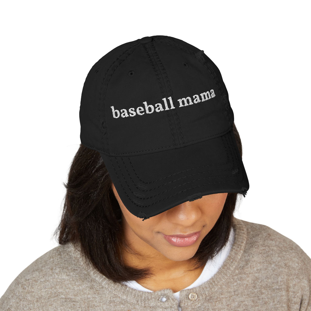 baseball mama Dad Hat | Distressed Embroidered Baseball Mom Cap