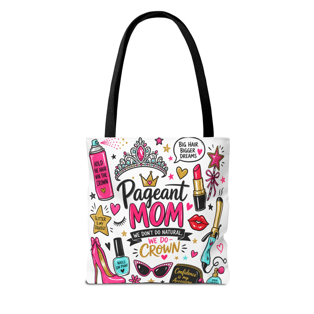 Pageant Mom Tote Bag | Crown, Tiara, Makeup Doodle All-Over Print
