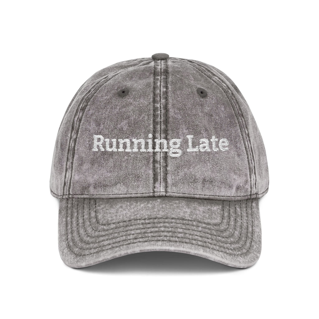 Running Late embroidered cap | Vintage washed baseball hat