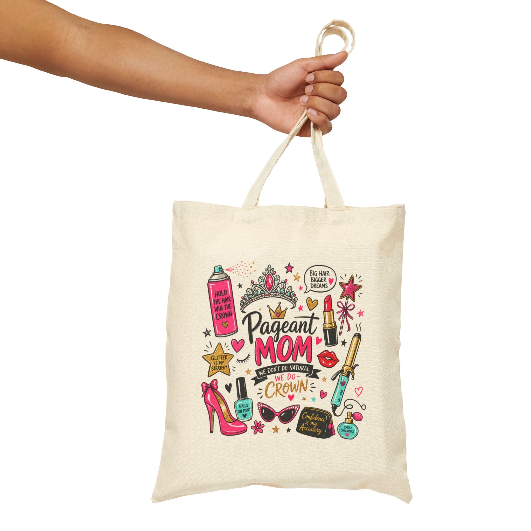 Pageant Mom Tote Bag | Crown, Makeup, Heels Illustration