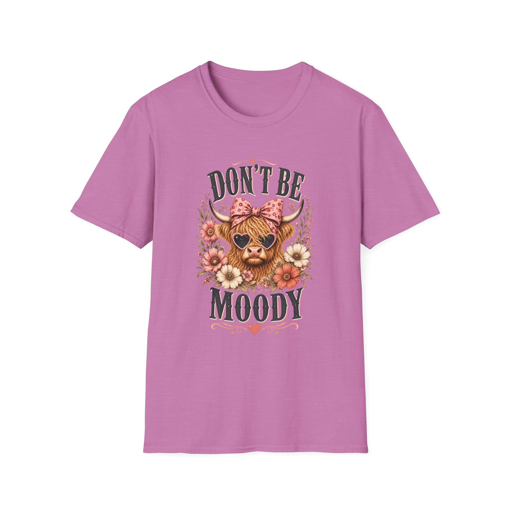 Don't Be Moody Cow T-Shirt | Floral Highland Cow Graphic