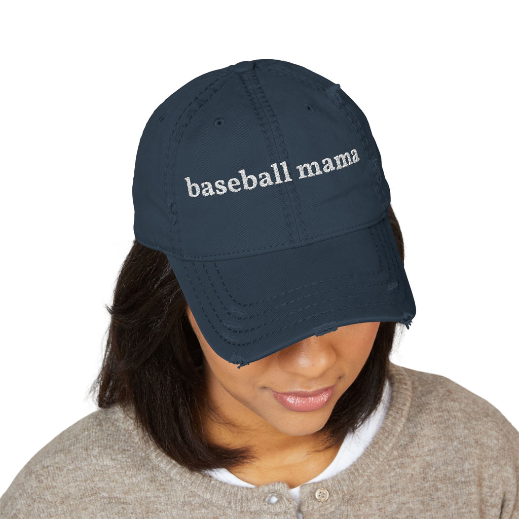 baseball mama Dad Hat | Distressed Embroidered Baseball Mom Cap