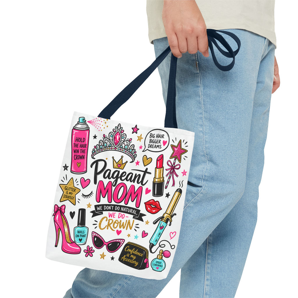Pageant Mom Tote Bag | Crown, Tiara, Makeup Doodle All-Over Print