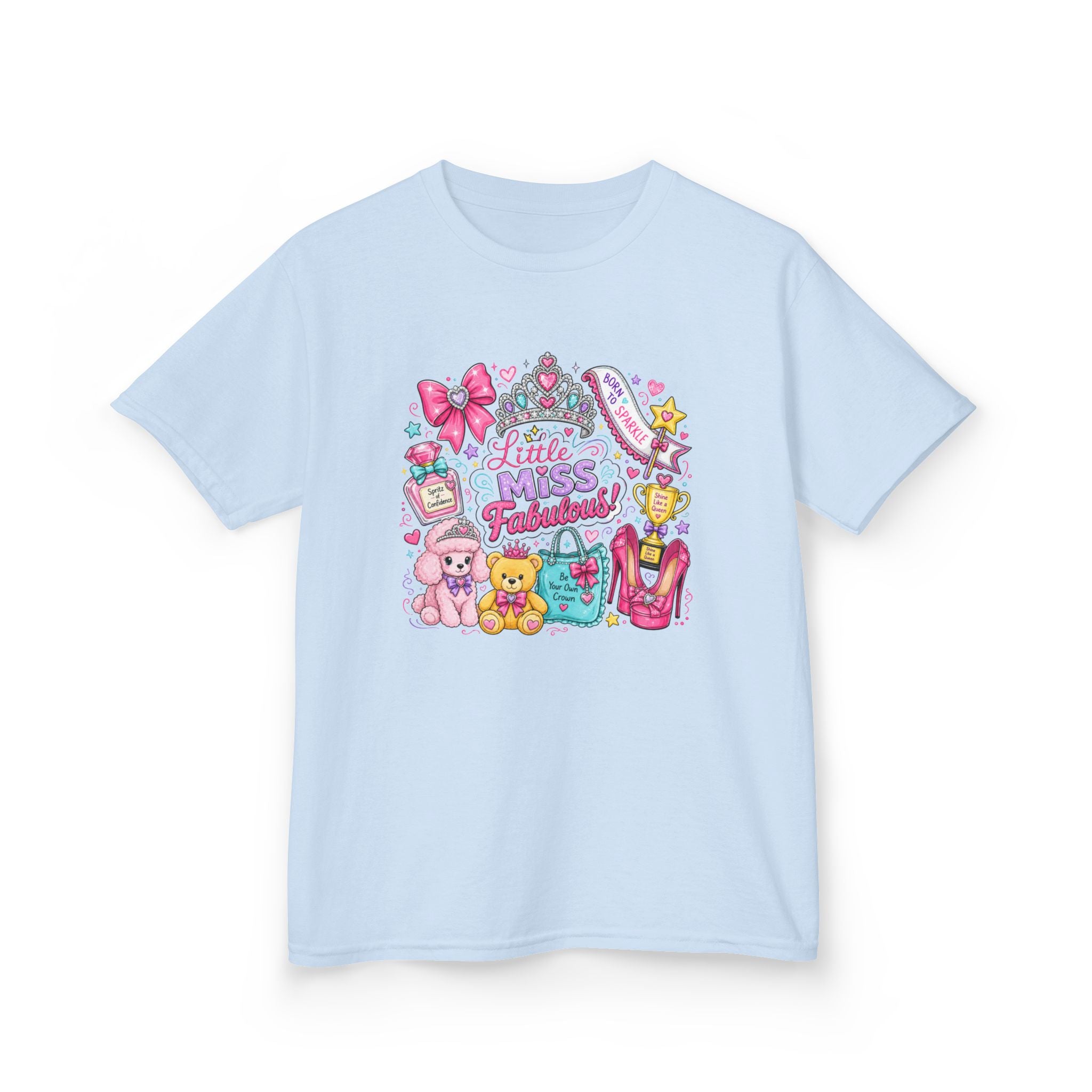 Little Miss Adorable characters Kids Tee | Cute animal friends, pastel princess theme