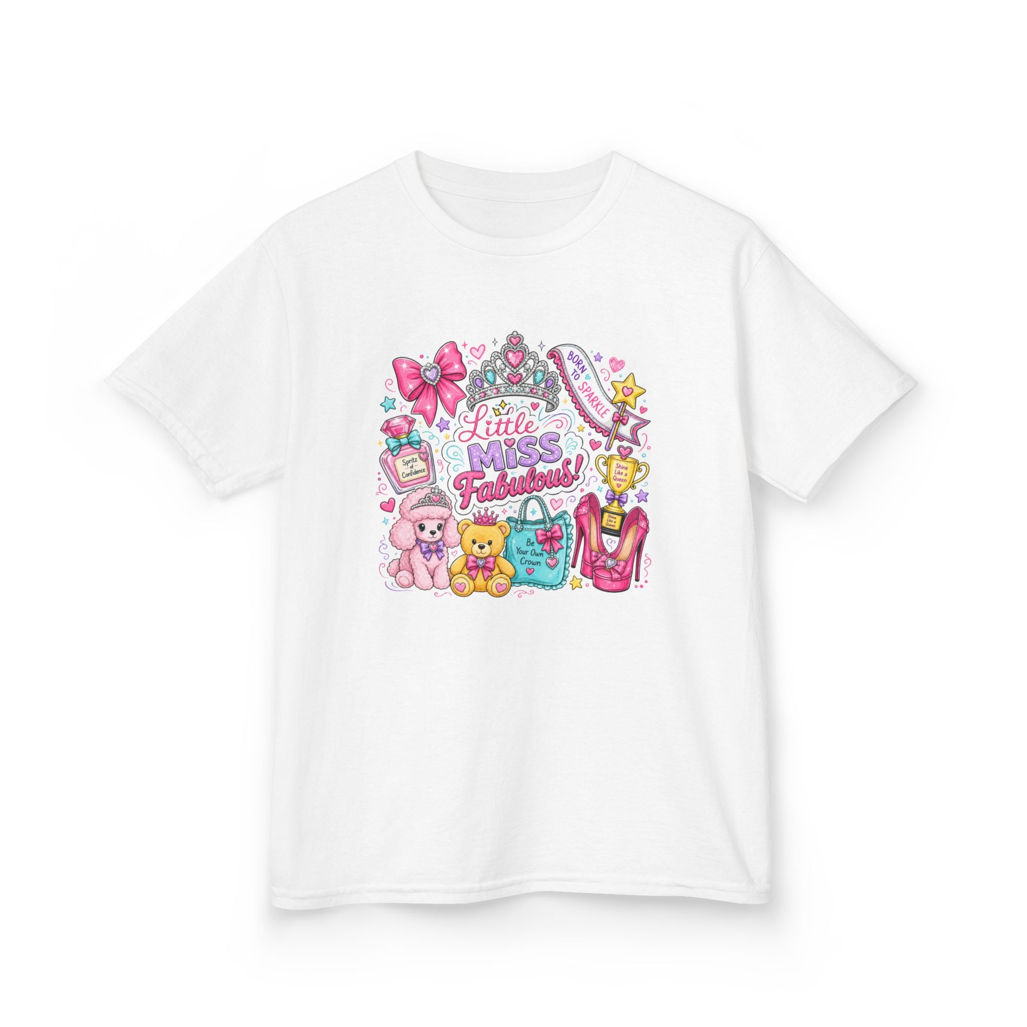 Little Miss Adorable characters Kids Tee | Cute animal friends, pastel princess theme