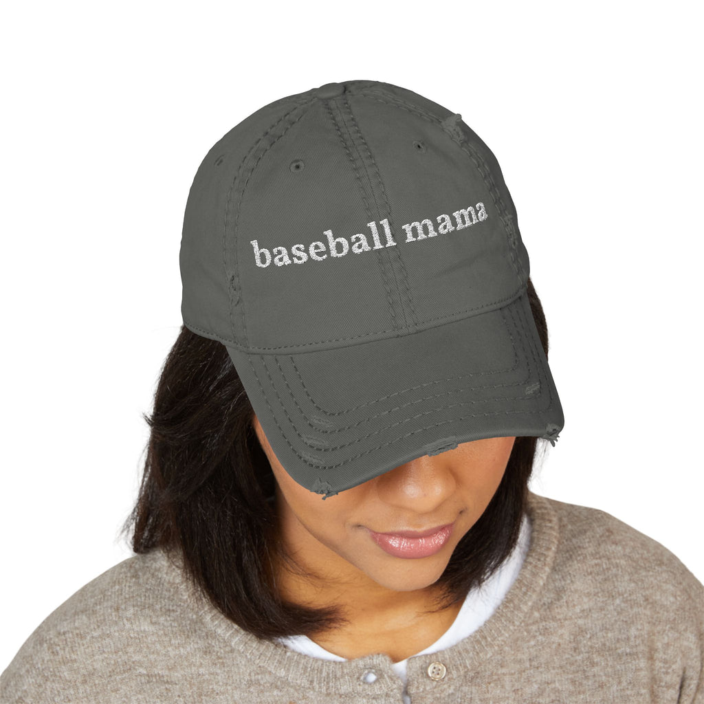 baseball mama Dad Hat | Distressed Embroidered Baseball Mom Cap