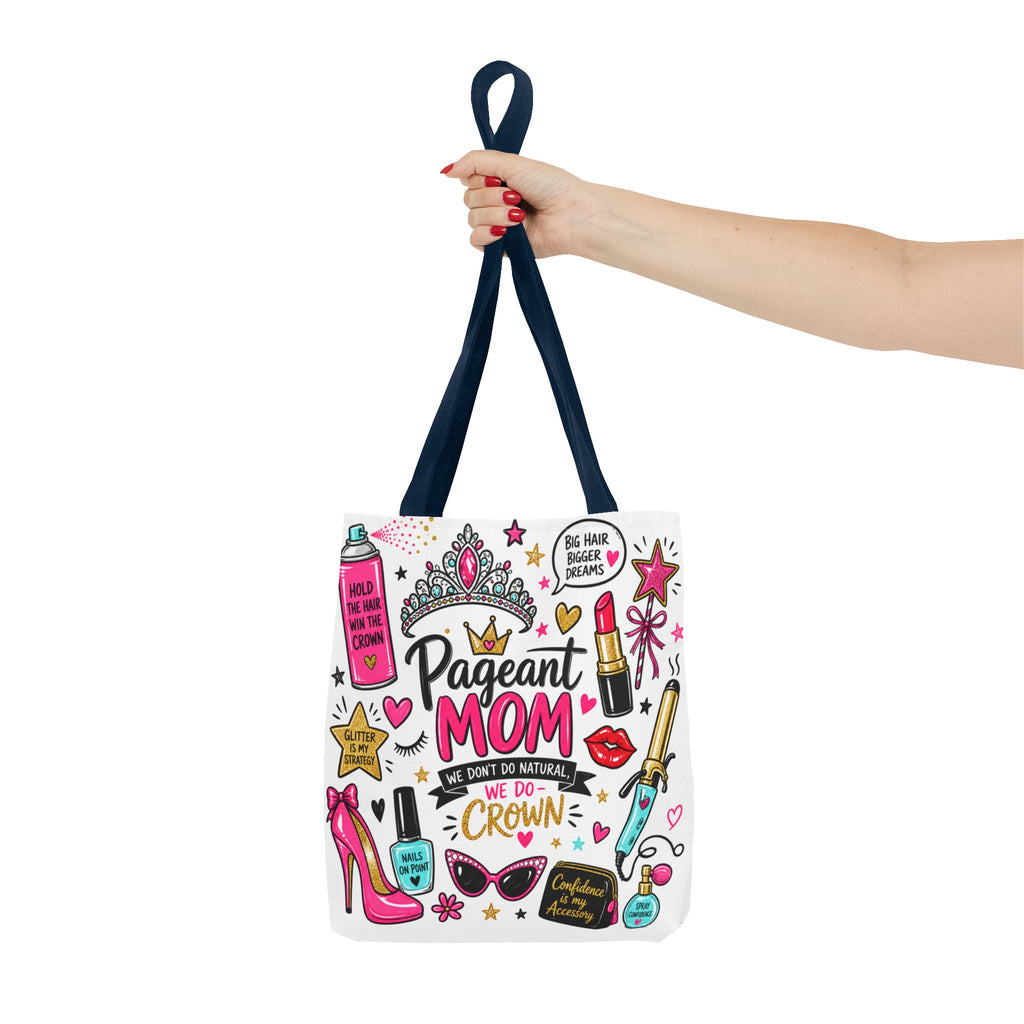 Pageant Mom Tote Bag | Crown, Tiara, Makeup Doodle All-Over Print